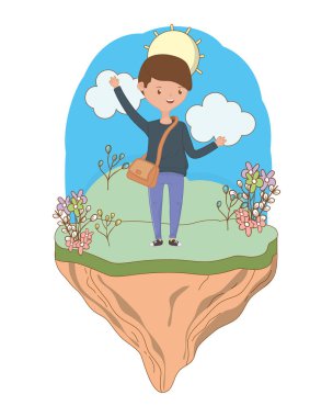 Genç çocuk karikatür tasarım vector Illustrator