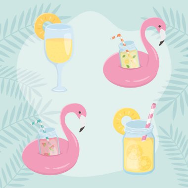 yaz tatil poster seti simgeleri