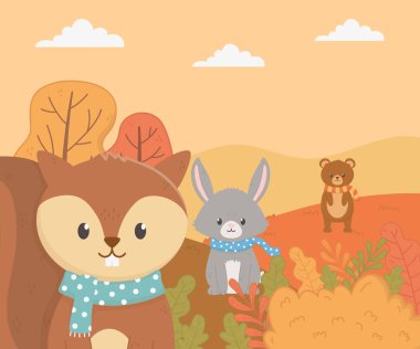 Şirin hayvan yaprakları Merhaba sonbahar