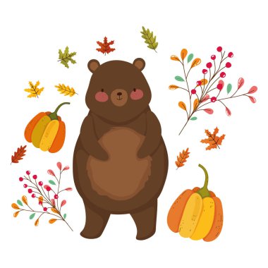 İzole ayı çizgi film vektör tasarımı