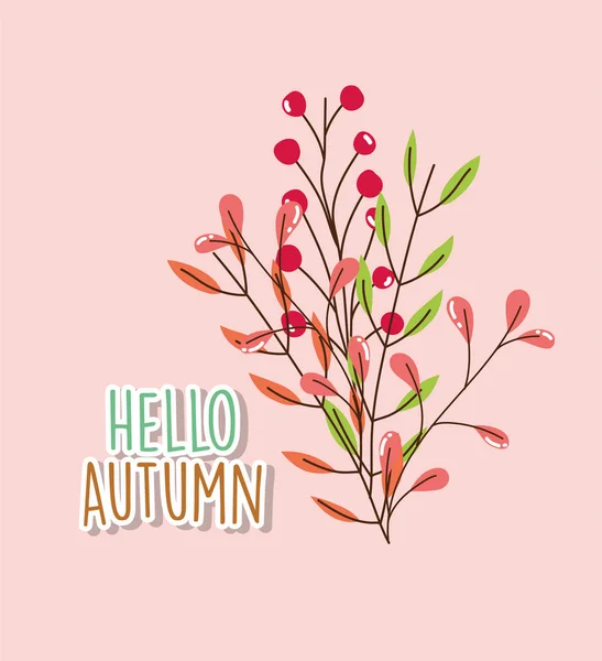 Foliage leaves hello autumn season — Stock Vector