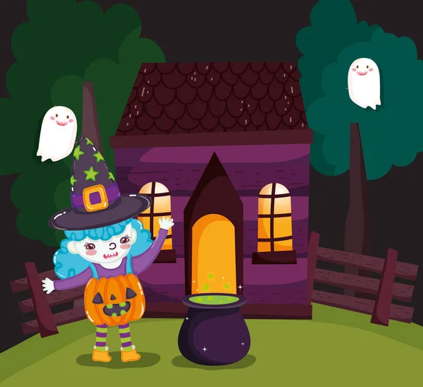 Dzieci z kostiumu Halloween obrazu — Wektor stockowy