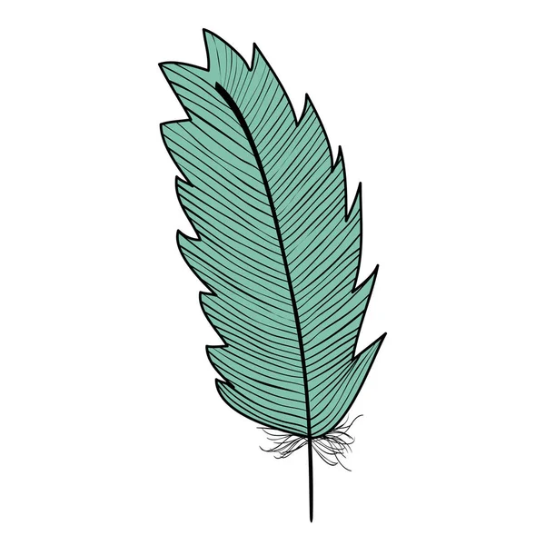 Cute bohemian feather decorative icon — Stock Vector