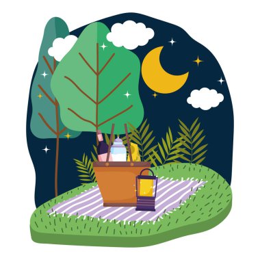 Gece tasarımında izole piknik