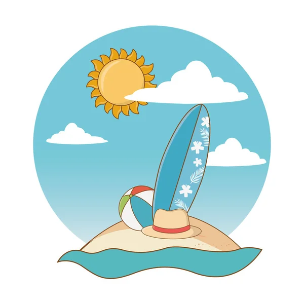 Sommer und Strand niedliche Cartoons — Stockvektor