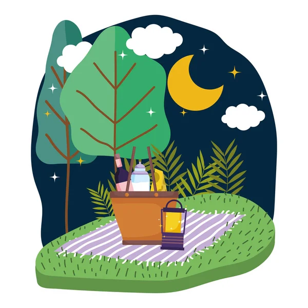 Gece tasarımında izole piknik