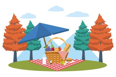 Orman tasarımında piknik sepeti