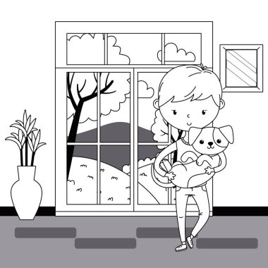 Köpek karikatür tasarımı ile çocuk