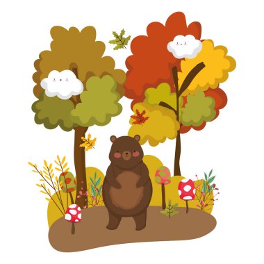 İzole ayı çizgi film vektör tasarımı