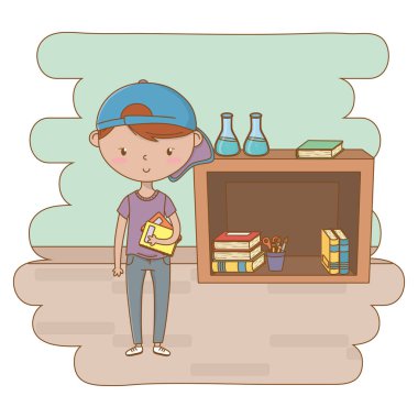 Genç çocuk karikatür tasarım vector Illustrator