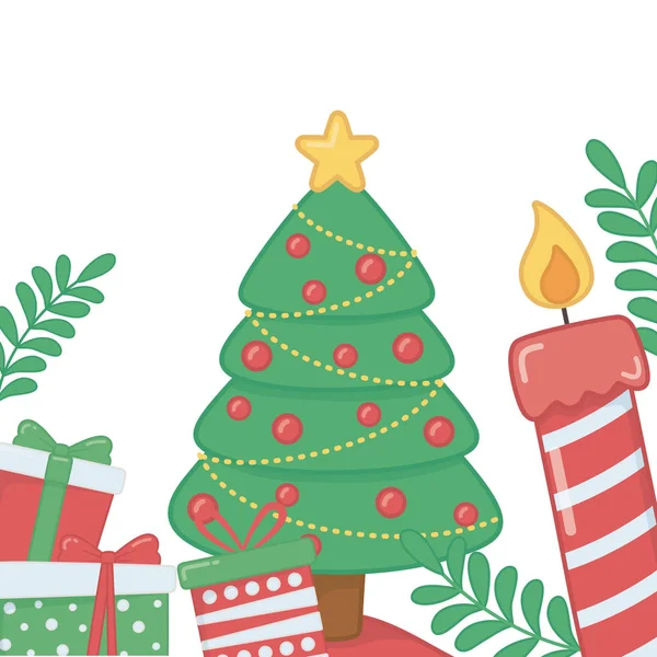 Vrolijk kerstmis dennenboom vector ontwerp — Stockvector