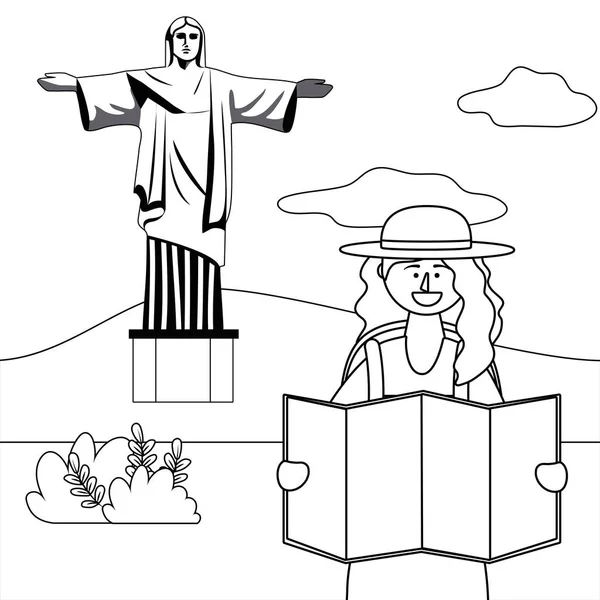 Isolé christ redemeer conception historique — Image vectorielle