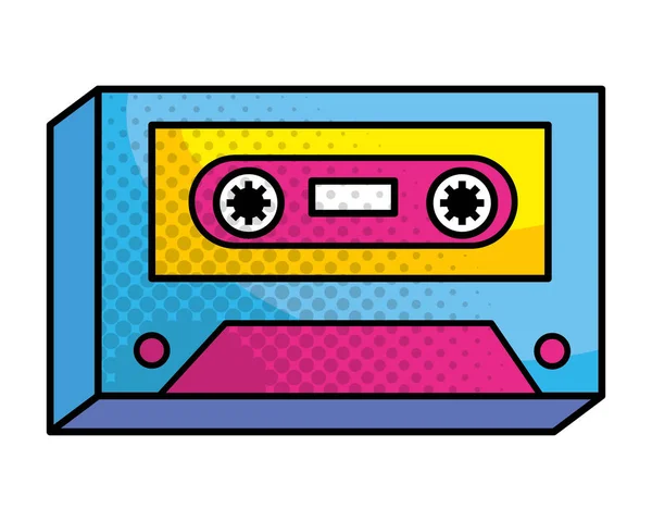 Pop art musicassette vintage cartone animato — Vettoriale Stock