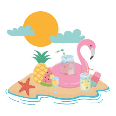 Yaz ve tatil simgesi set tasarım