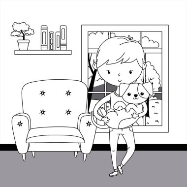 Köpek karikatür tasarımı ile çocuk