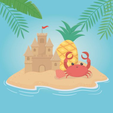 Yaz ve tatil simgesi set tasarım