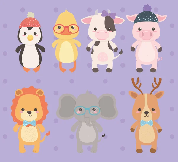 Bonitinho e pequenos animais personagens —  Vetores de Stock