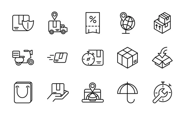 Service logistic transport delivery icons thick line — ストックベクタ