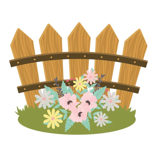 Flowers in front of fence vector design — Wektor stockowy