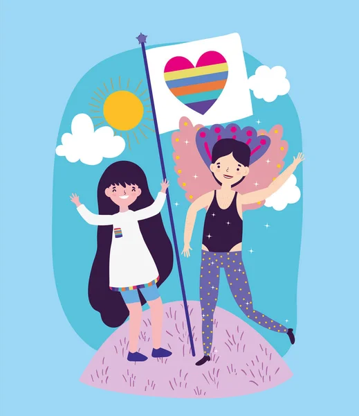 Persone comunità lgbtq flat design — Vettoriale Stock