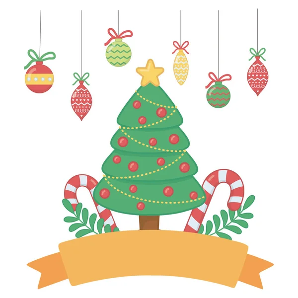 Diseño feliz árbol de pino de Navidad vector — Vector de stock