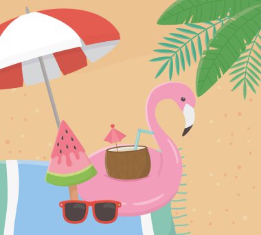 Flaman deniz manzaralı yaz posteri