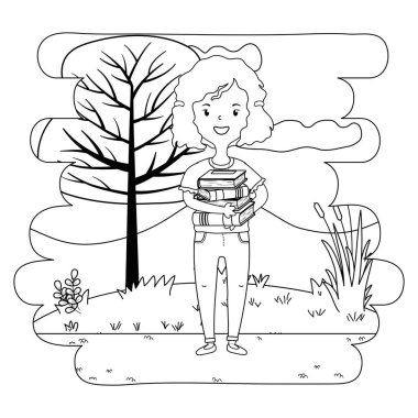 Okul tasarım kız karikatür