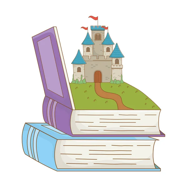 Książka i zamek z bajki projekt wektor ilustracji — Wektor stockowy