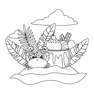 Yaz ve tatil simgesi set tasarım