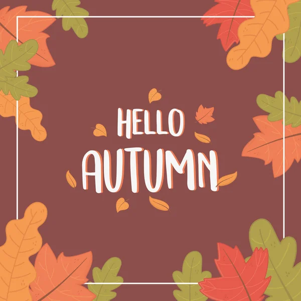 Bonjour automne saison feuillets cadre — Image vectorielle