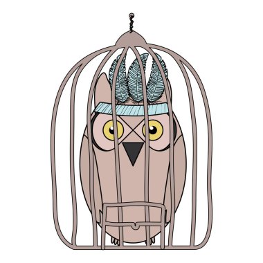 kafes bohem tarzında tüyler şapka ile baykuş kuş