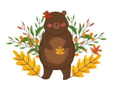 İzole ayı çizgi film vektör tasarımı