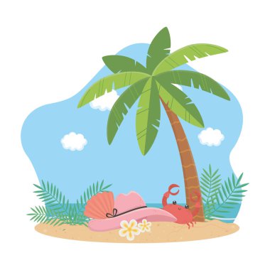 Yaz ve tatil simgesi set tasarım