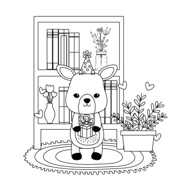 Mutlu Doğum günü simgesi tasarımı ile Ren geyiği karikatür