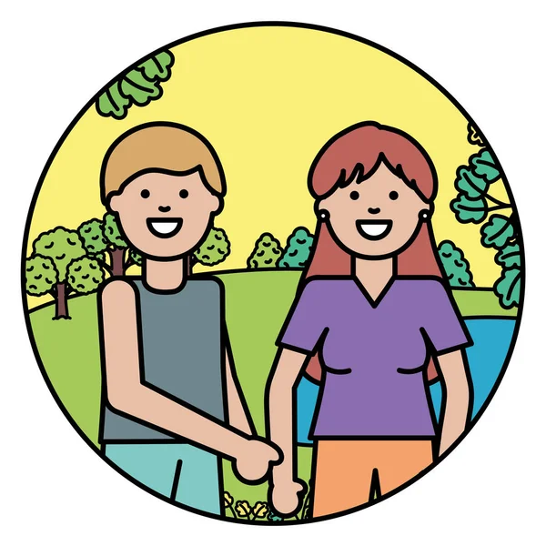Young lovers couple in the park — Stockvector