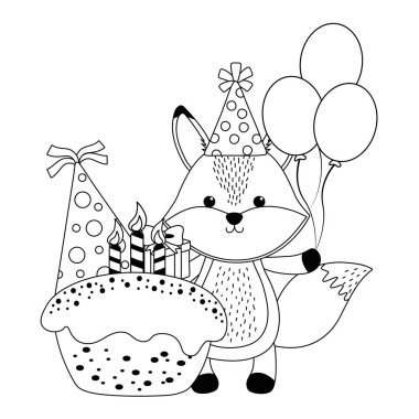 Mutlu Doğum günü simgesi tasarımı ile Fox karikatür