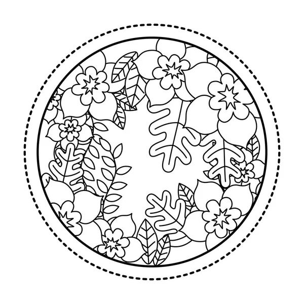 Flowers and leaves circle vector design — Stockvektor