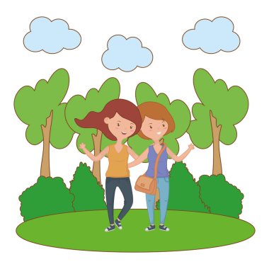 Genç kız arkadaşlar tasarım vektör Illustrator