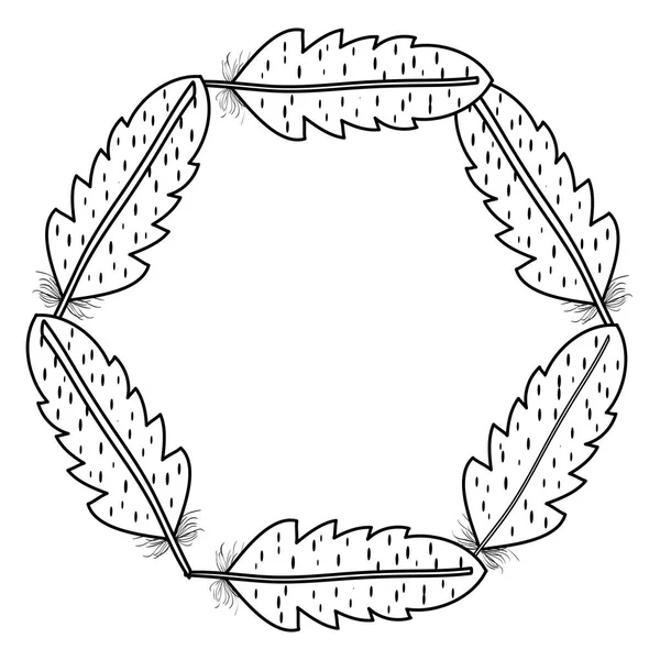 Marco bohemio circular con plumas — Archivo Imágenes Vectoriales