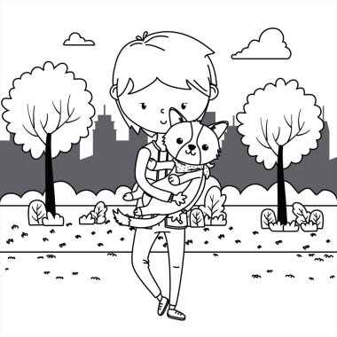 Köpek karikatür tasarımı ile çocuk