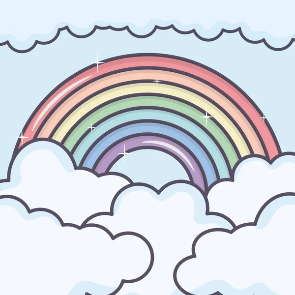 Clouds sky with rainbow weather — Stockvektor