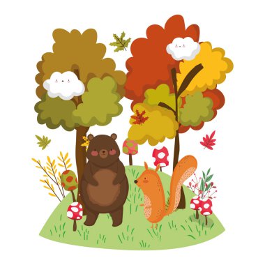 Şirin hayvan yaprakları Merhaba sonbahar