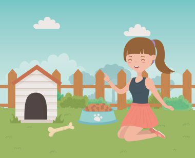 House for mascot and girl cartoon design