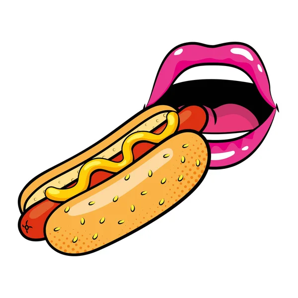 Hot dog és szexi ajkak — Stock Vector