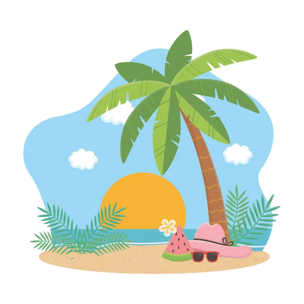 Zomer en vakantie icon set design — Stockvector