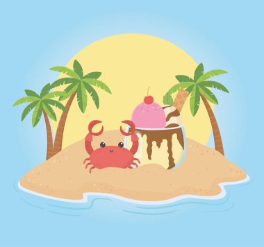 Deniz manzaralı dondurma afişi