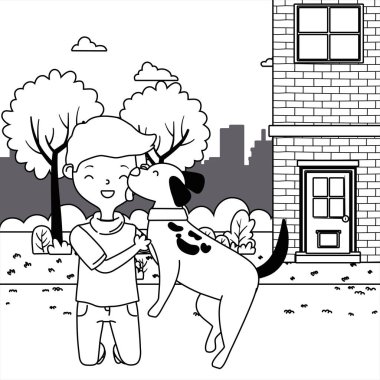 Köpek karikatür tasarımı ile çocuk