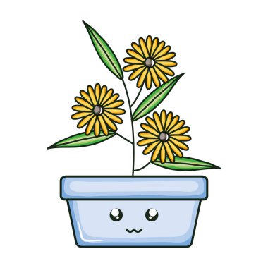 ayçiçekleri kare seramik kap kawaii karakteri