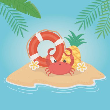 Yaz ve tatil simgesi set tasarım