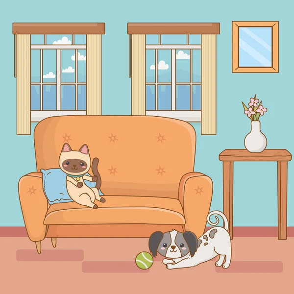 Desenho de desenhos animados para cães e gatos ilustrador vetorial — Vetor de Stock
